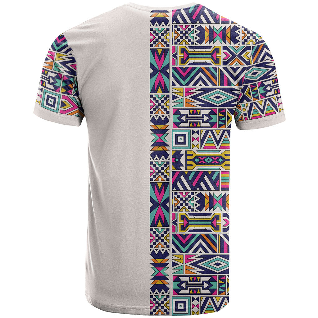 African Ndebele Art Patterns T shirt Beige Half Style