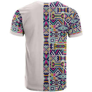 African Ndebele Art Patterns T shirt Beige Half Style