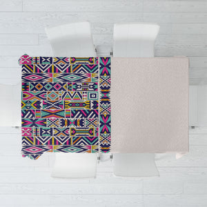 African Ndebele Art Patterns Tablecloth Beige Half Style