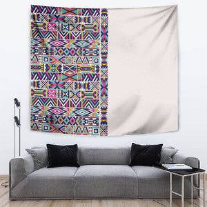 African Ndebele Art Patterns Tapestry Beige Half Style