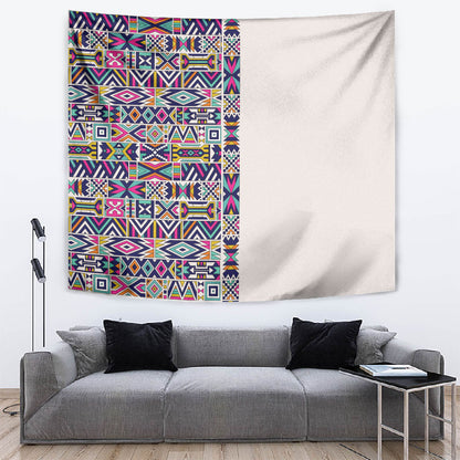 African Ndebele Art Patterns Tapestry Beige Half Style