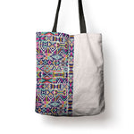 African Ndebele Art Patterns Tote Bag Beige Half Style