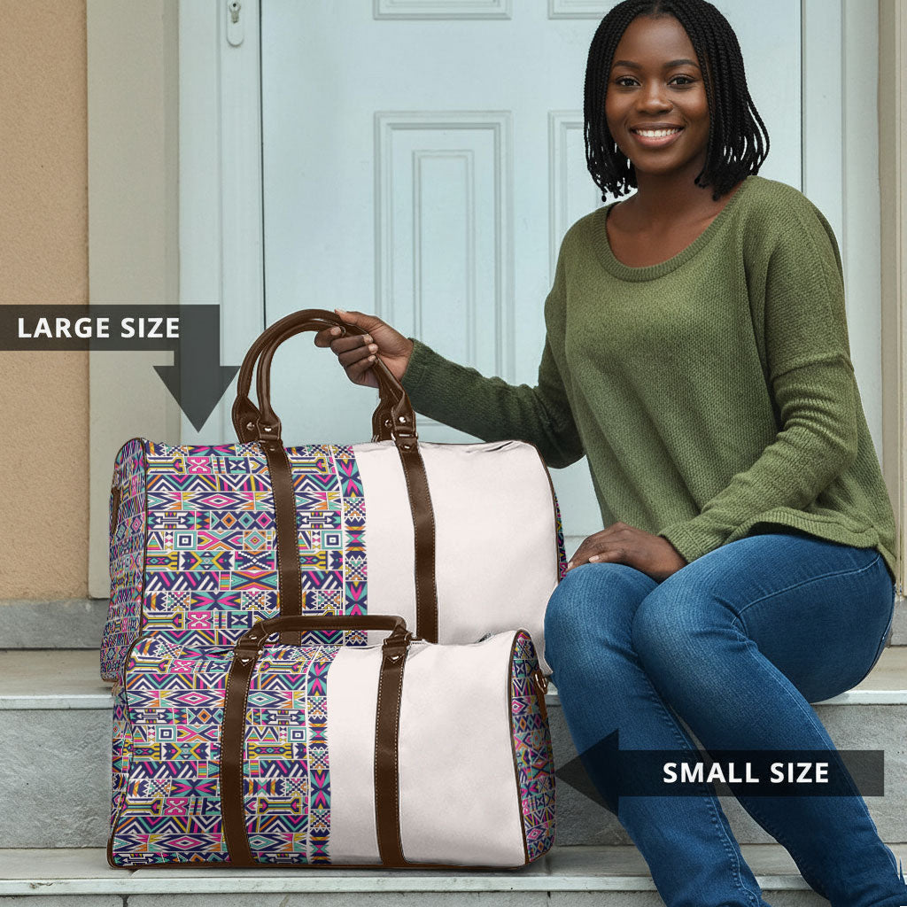 African Ndebele Art Patterns Travel Bag Beige Half Style