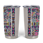 African Ndebele Art Patterns Tumbler Cup Beige Half Style