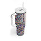 African Ndebele Art Patterns Tumbler With Handle Beige Half Style