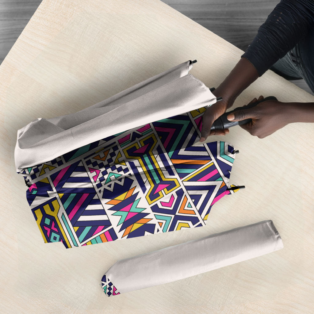 African Ndebele Art Patterns Umbrella Beige Half Style