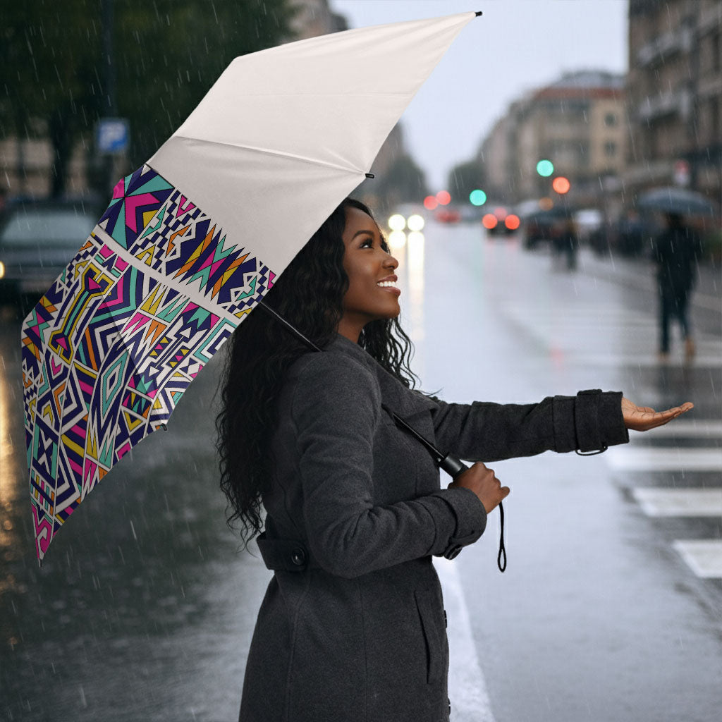 African Ndebele Art Patterns Umbrella Beige Half Style