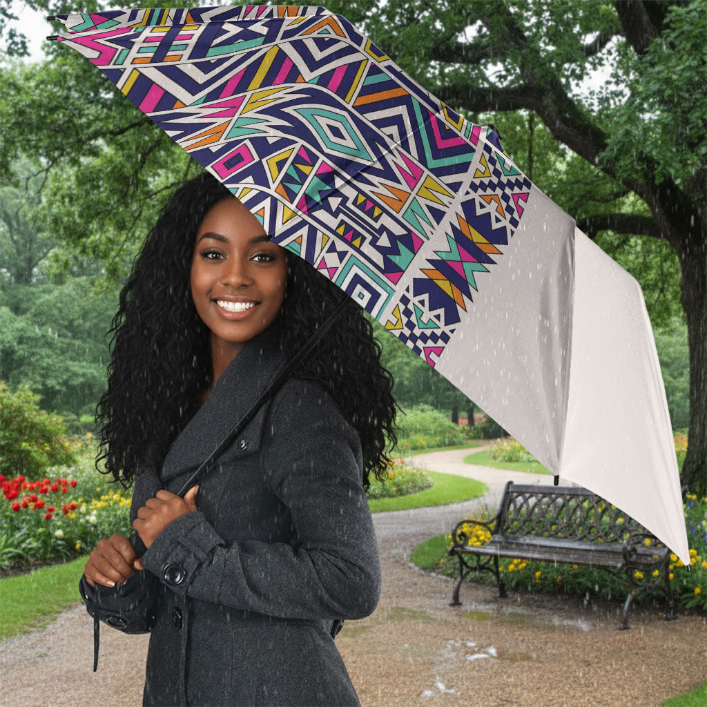 African Ndebele Art Patterns Umbrella Beige Half Style