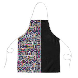 African Ndebele Art Patterns Apron Black Half Style