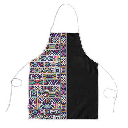 African Ndebele Art Patterns Apron Black Half Style