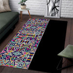 African Ndebele Art Patterns Area Rug Black Half Style
