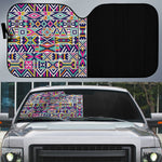 African Ndebele Art Patterns Auto Sun Shade Black Half Style