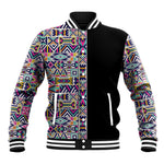 African Ndebele Art Patterns Baseball Jacket Black Half Style