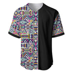 African Ndebele Art Patterns Baseball Jersey Black Half Style