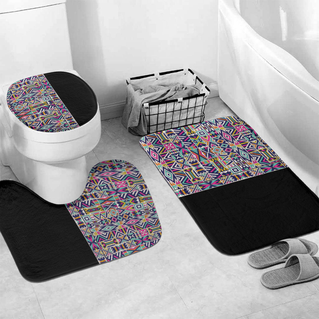 African Ndebele Art Patterns Bathroom Set Black Half Style