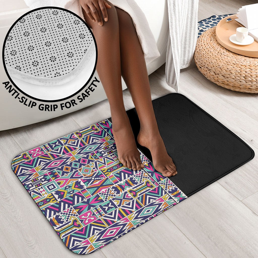 African Ndebele Art Patterns Bathroom Set Black Half Style