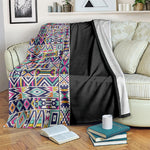 African Ndebele Art Patterns Blanket Black Half Style