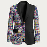 African Ndebele Art Patterns Blazer Black Half Style