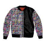 African Ndebele Art Patterns Bomber Jacket Black Half Style