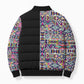 African Ndebele Art Patterns Bomber Puffer Jacket Black Half Style