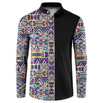 African Ndebele Art Patterns Button Sweatshirt Black Half Style