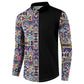 African Ndebele Art Patterns Button Sweatshirt Black Half Style
