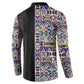 African Ndebele Art Patterns Button Sweatshirt Black Half Style