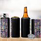 African Ndebele Art Patterns 4 in 1 Can Cooler Tumbler Black Half Style