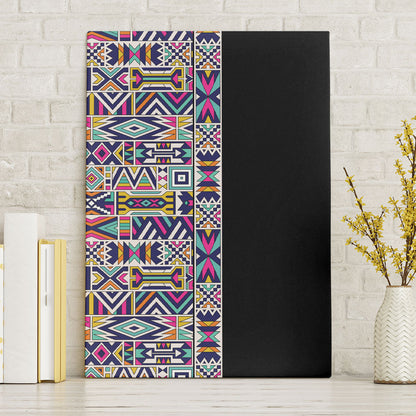 African Ndebele Art Patterns Canvas Wall Art Black Half Style