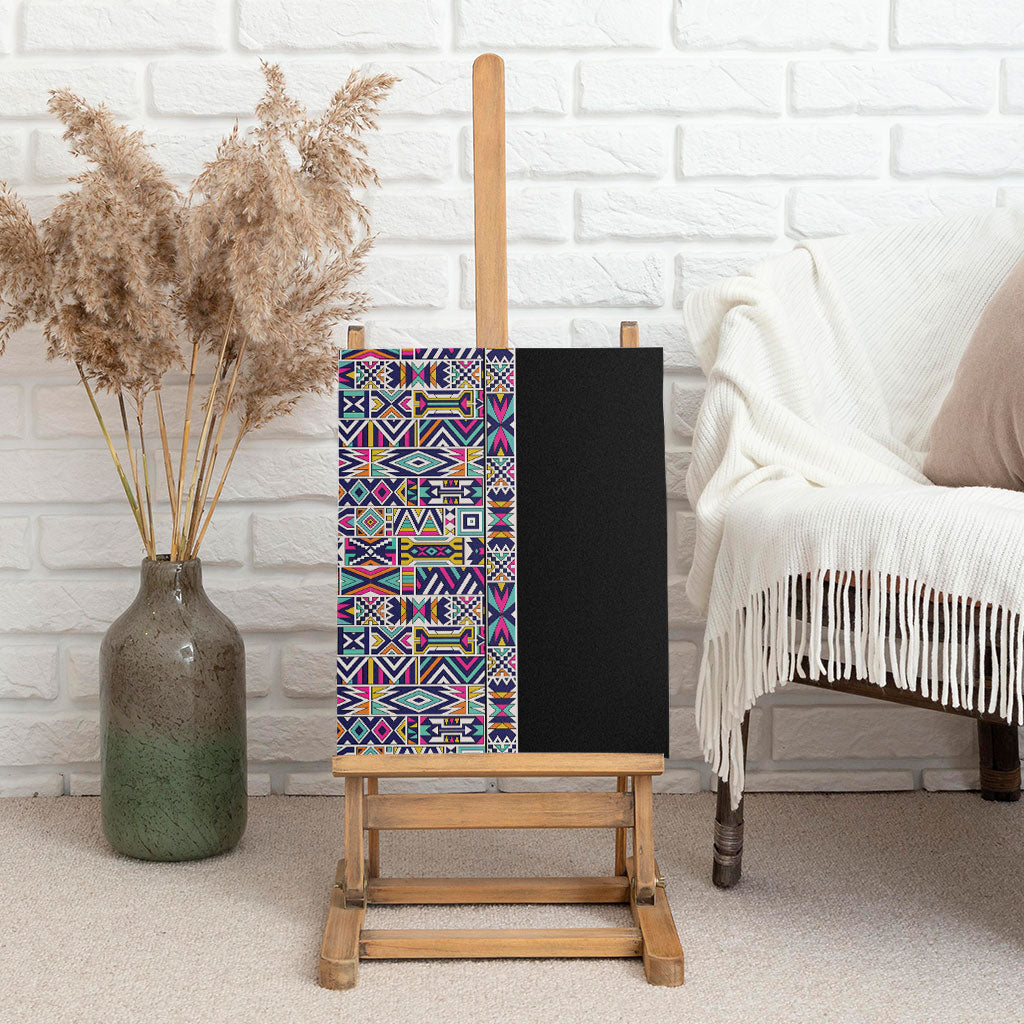 African Ndebele Art Patterns Canvas Wall Art Black Half Style
