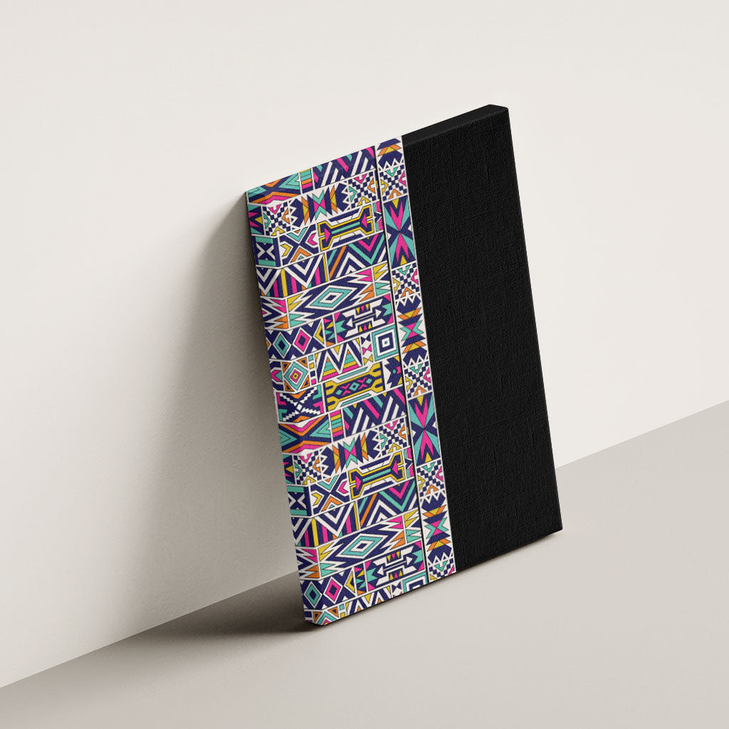 African Ndebele Art Patterns Canvas Wall Art Black Half Style