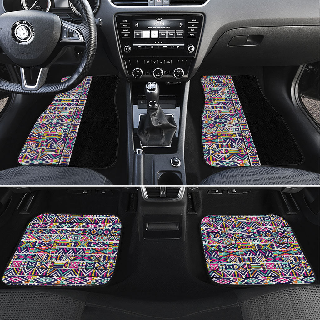 African Ndebele Art Patterns Car Mats Black Half Style