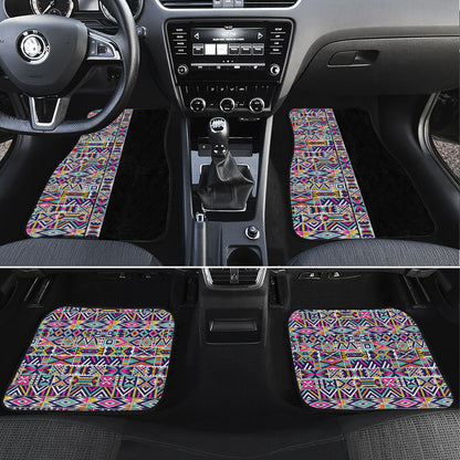 African Ndebele Art Patterns Car Mats Black Half Style