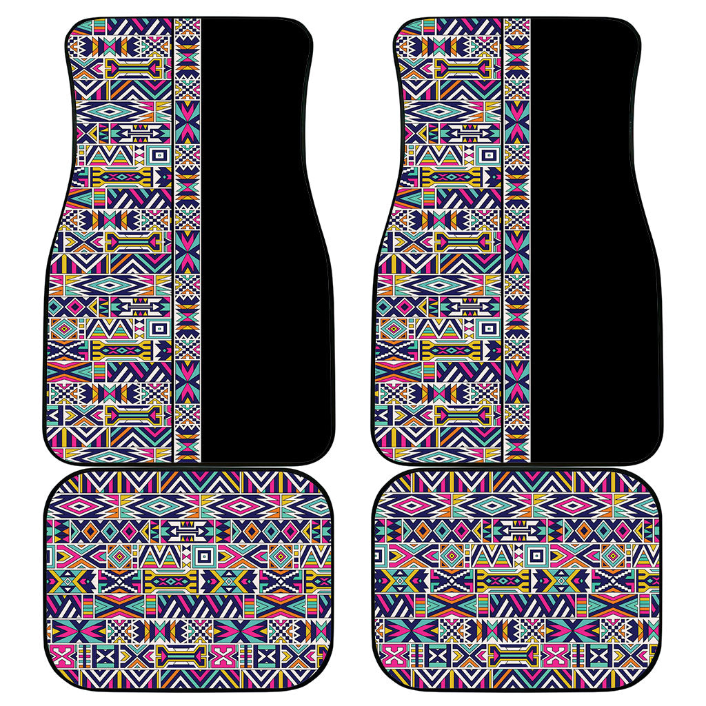 African Ndebele Art Patterns Car Mats Black Half Style