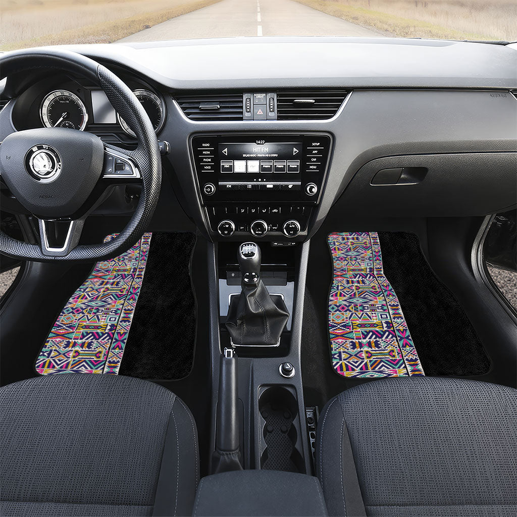 African Ndebele Art Patterns Car Mats Black Half Style