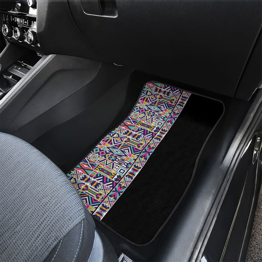 African Ndebele Art Patterns Car Mats Black Half Style