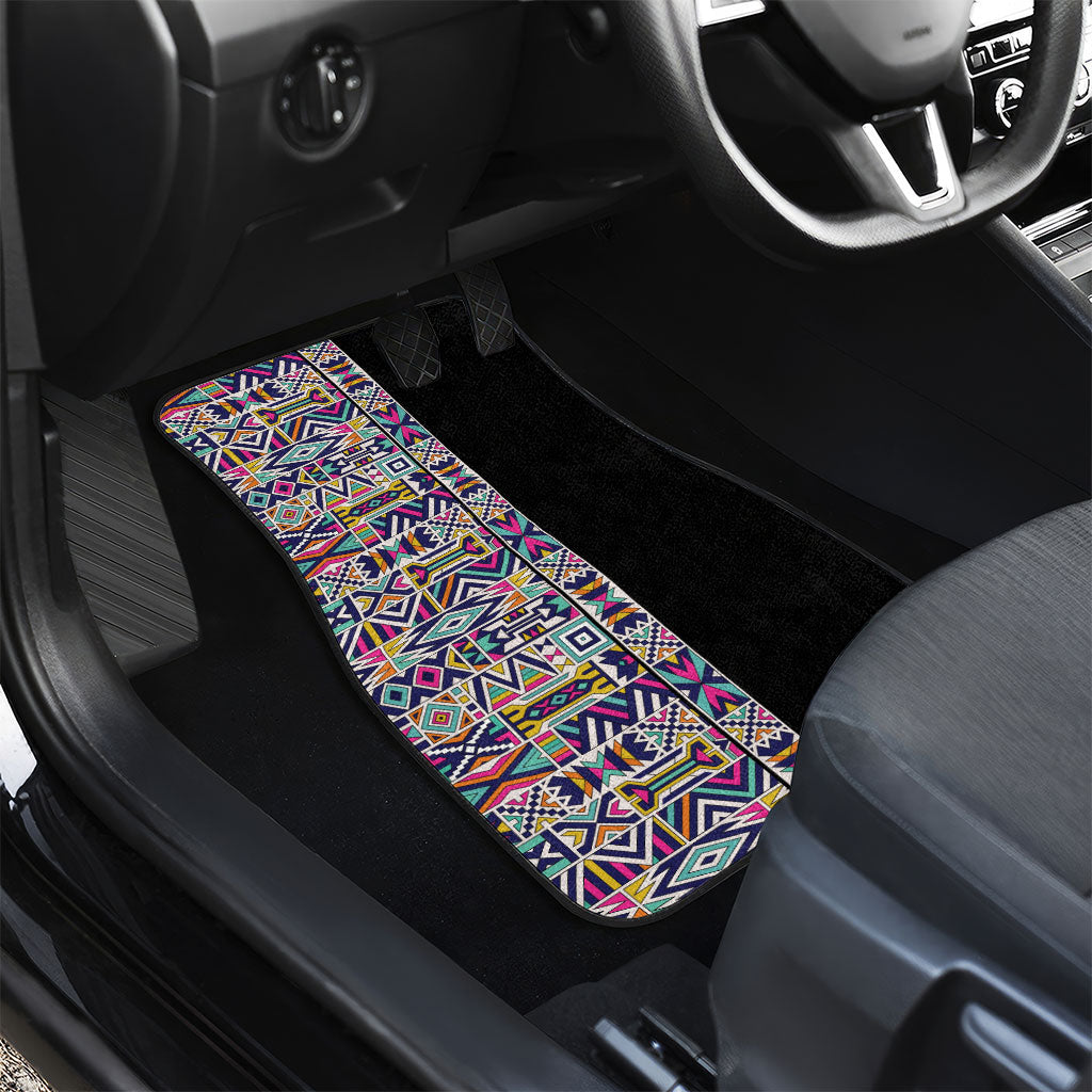 African Ndebele Art Patterns Car Mats Black Half Style