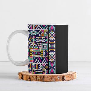African Ndebele Art Patterns Ceramic Mug Black Half Style