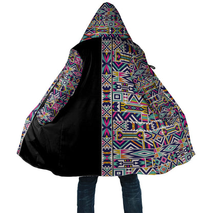African Ndebele Art Patterns Cloak Black Half Style