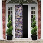 African Ndebele Art Patterns Door Cover Black Half Style