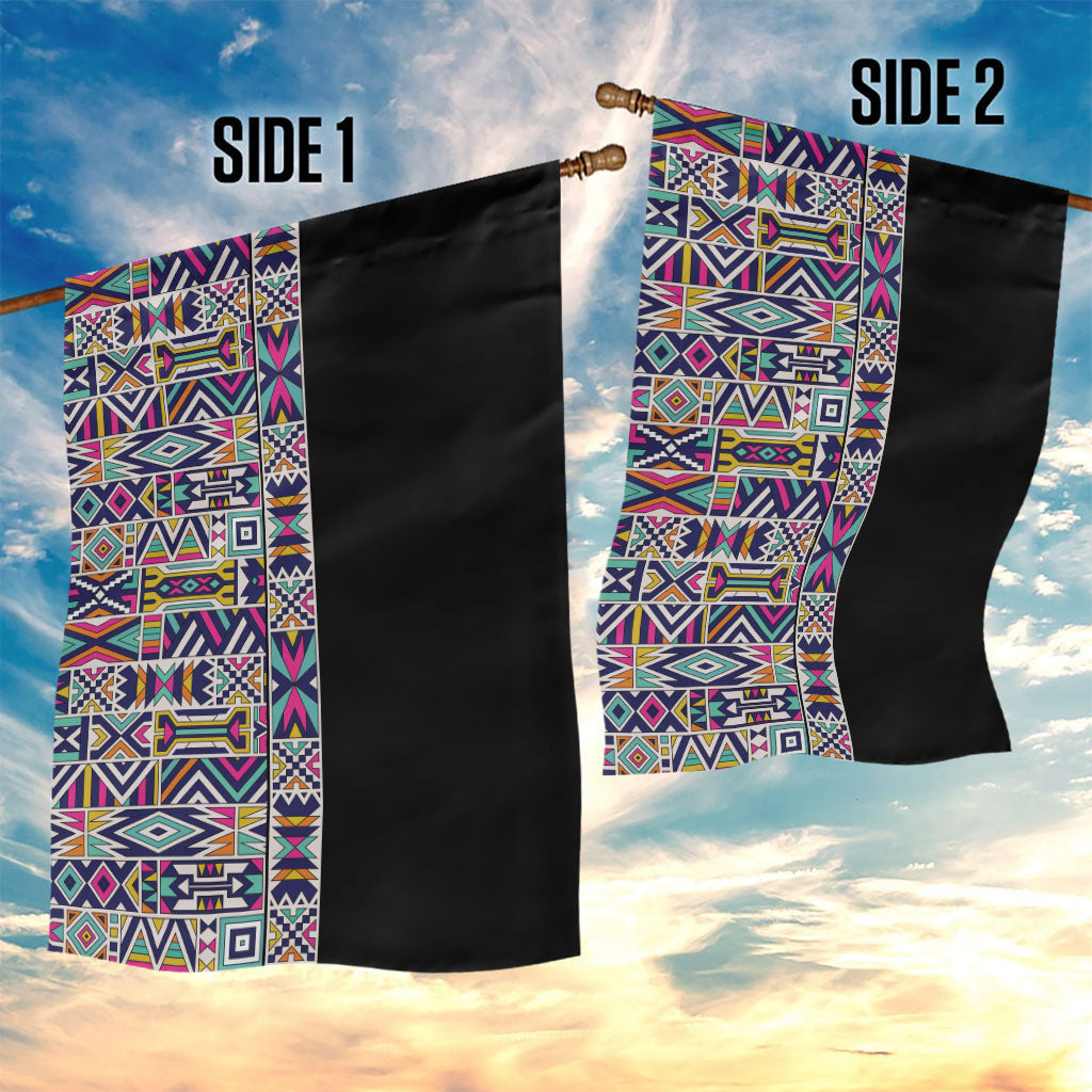 African Ndebele Art Patterns Garden Flag Black Half Style