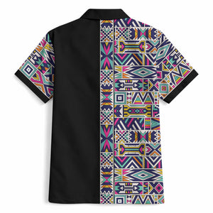 African Ndebele Art Patterns Hawaiian Shirt Black Half Style