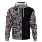 African Ndebele Art Patterns Hoodie Black Half Style