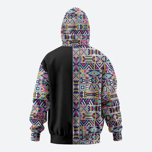 African Ndebele Art Patterns Hoodie Black Half Style