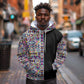 African Ndebele Art Patterns Hoodie Black Half Style