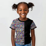 African Ndebele Art Patterns Kid T shirt Black Half Style