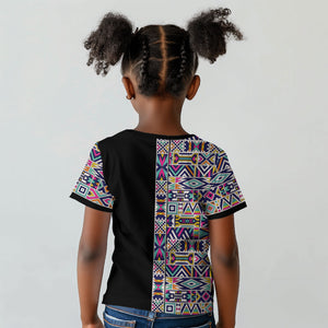 African Ndebele Art Patterns Kid T shirt Black Half Style