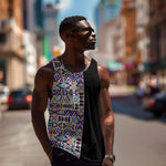 African Ndebele Art Patterns Men Tank Top Black Half Style