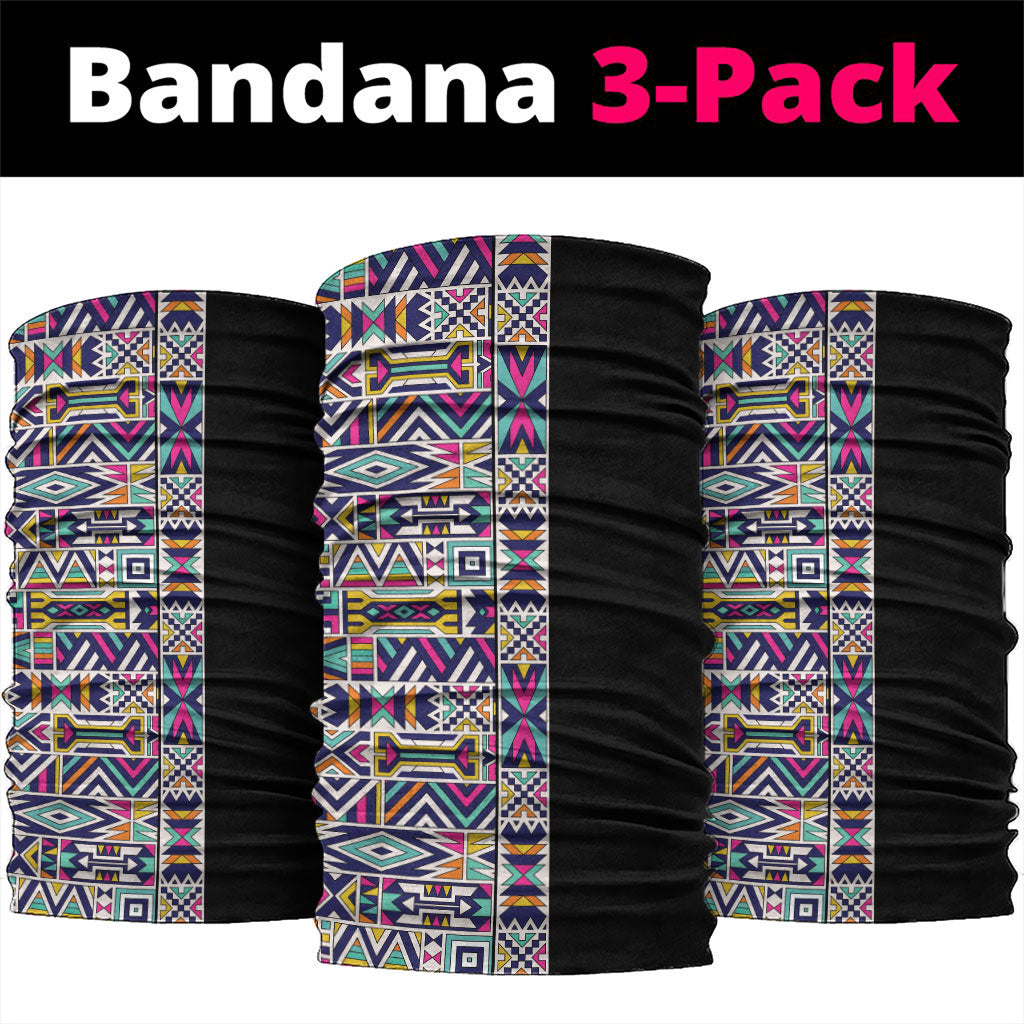 African Ndebele Art Patterns Neck Gaiter Black Half Style