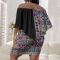 African Ndebele Art Patterns Off Shoulder Short Dress Black Half Style